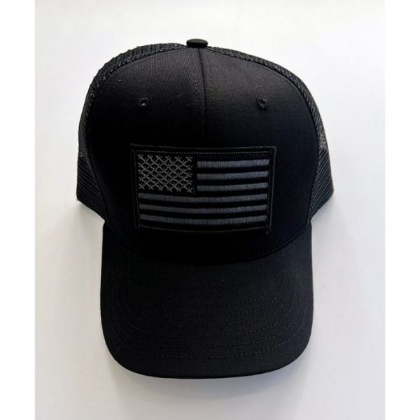 black front trucker cap