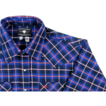 royal and blue left flannel